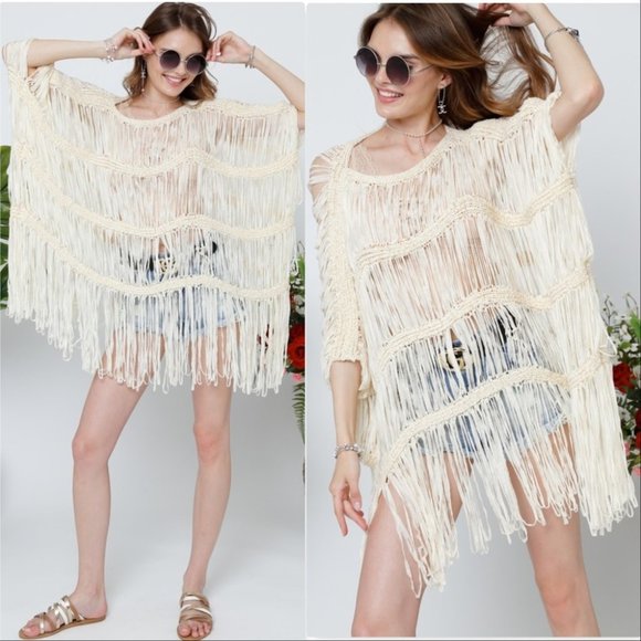 SALOME Fringe Top Beige - Picture 7 of 9